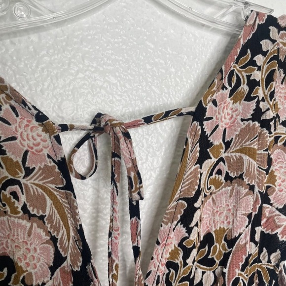 Xhilaration Pink Floral Paisley Maxi Dress Faux Wrap Ruffle Sleeve Boho Small - Picture 13 of 14